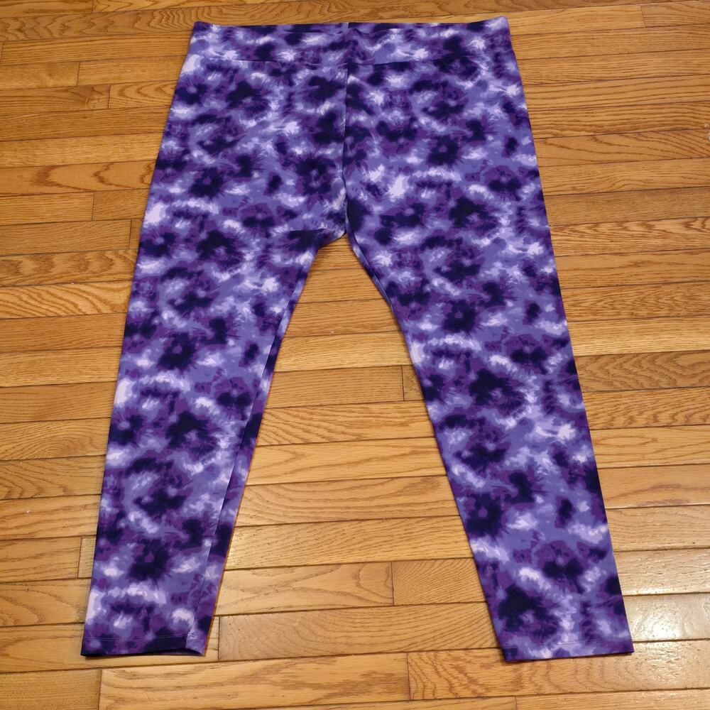 LOGO by Lori Goldstein Tie Dye Knit Leggings-Purple Size 2 XL